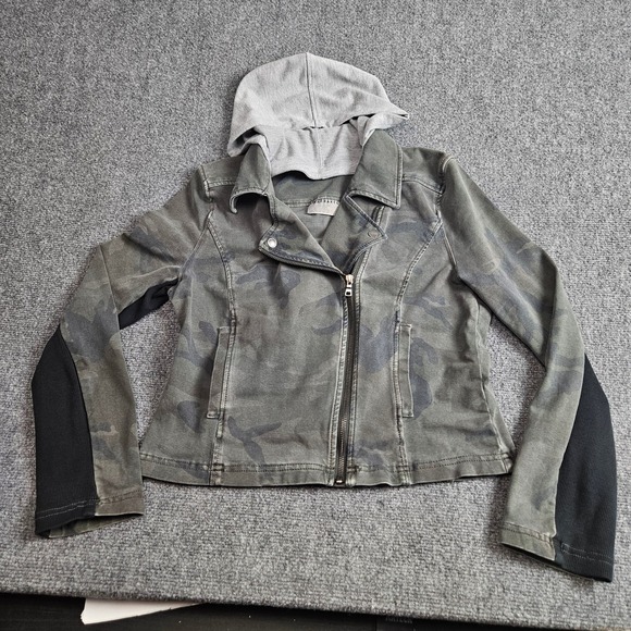 Marrakech Camo Moto Jacket with Hoodie Knit Sleeves Womens‎ Size M - Picture 3 of 9